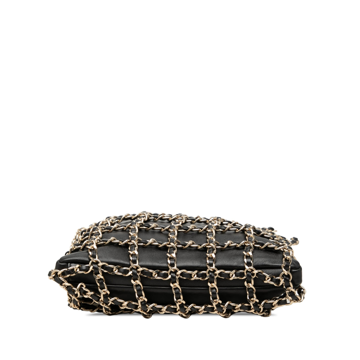 Chanel Lambskin Chain Frame Crossbody — Black