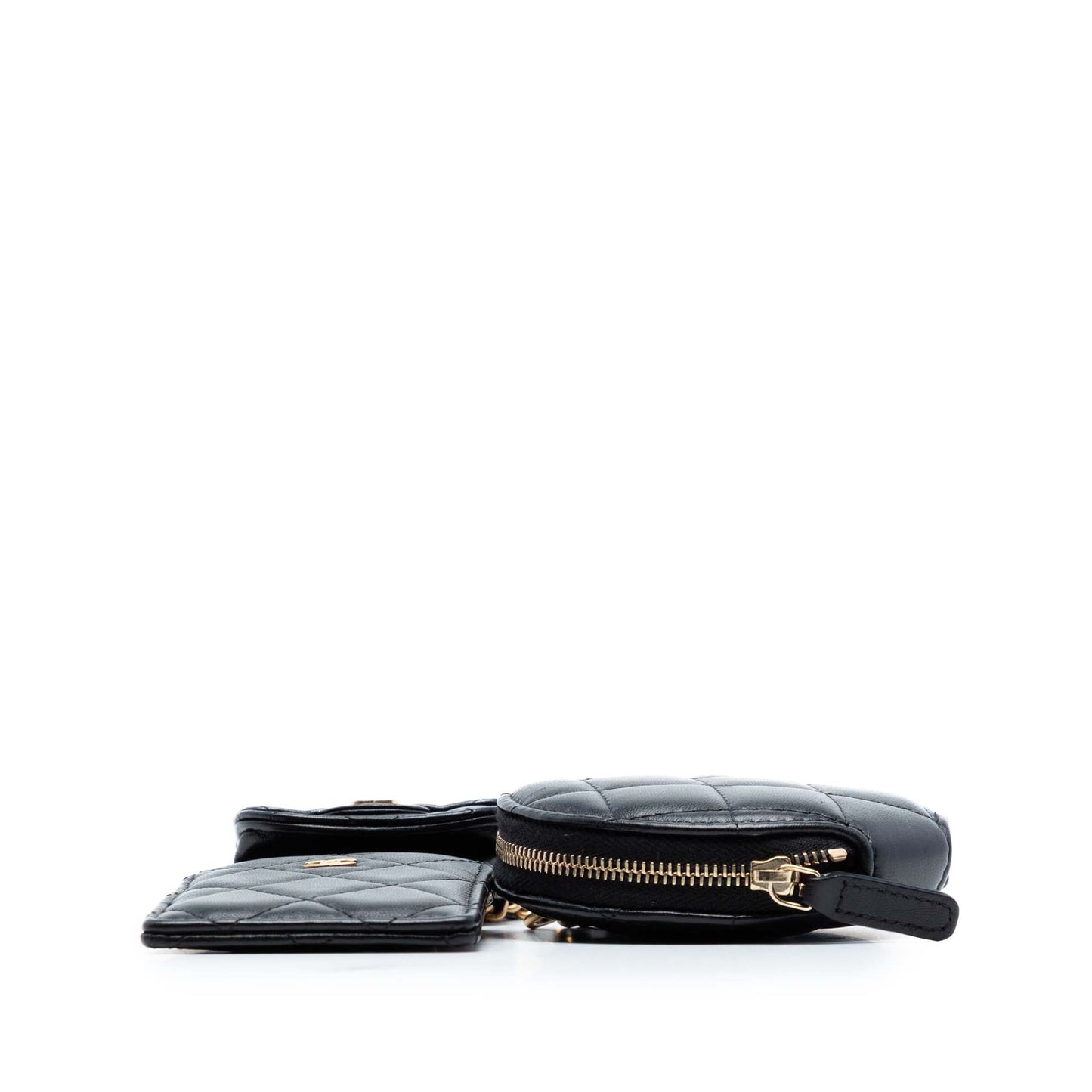 Quilted Lambskin Pearl Crown CC Wristlet Multi Pouches