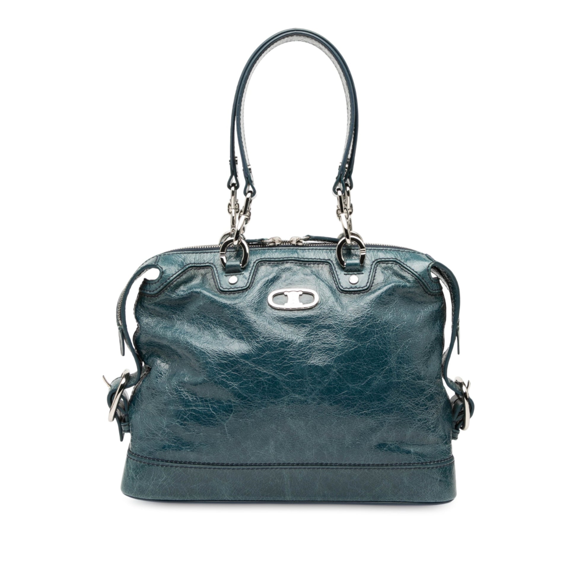 Celine Crinkled Patent Macadam Shoulder Bag