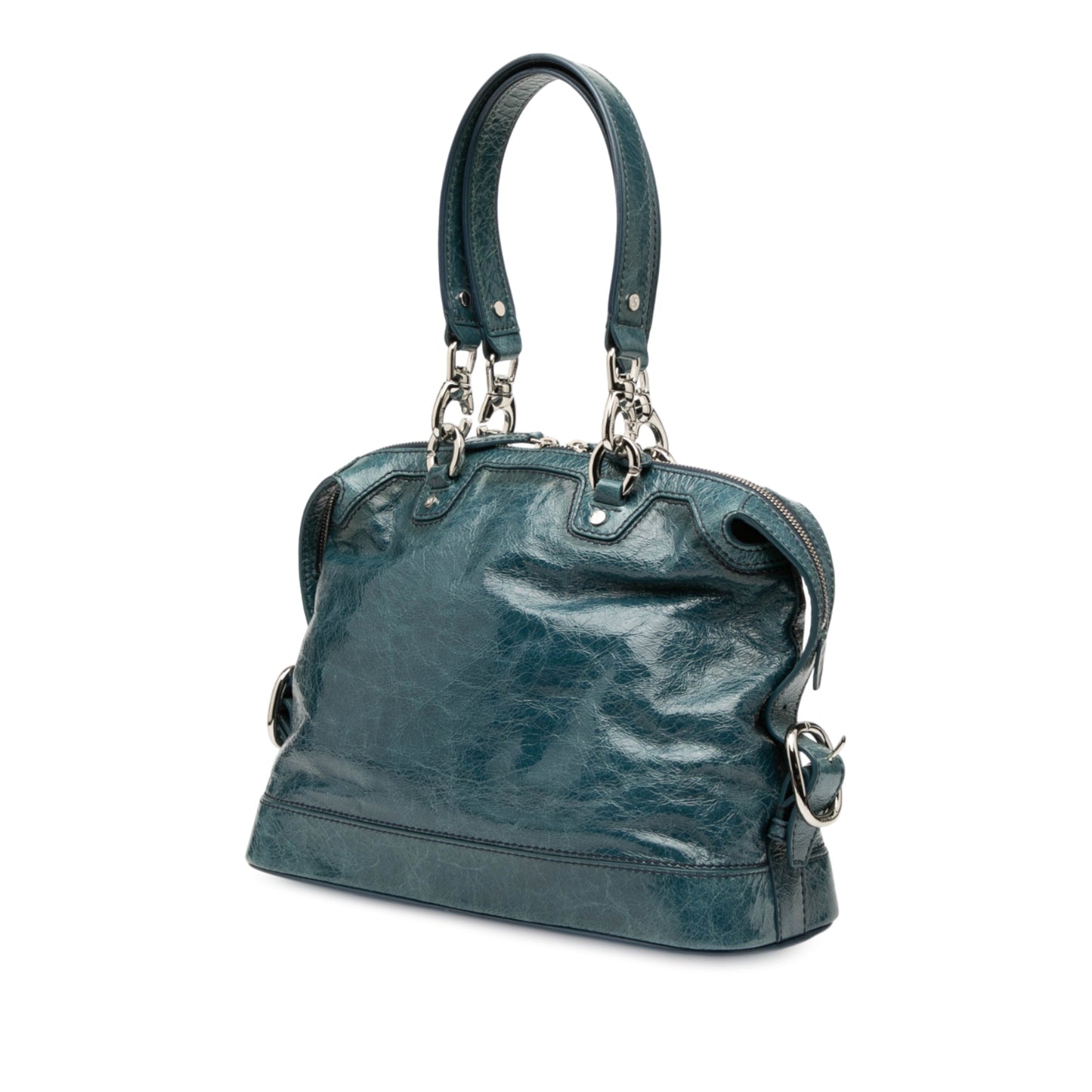 Celine Crinkled Patent Macadam Shoulder Bag
