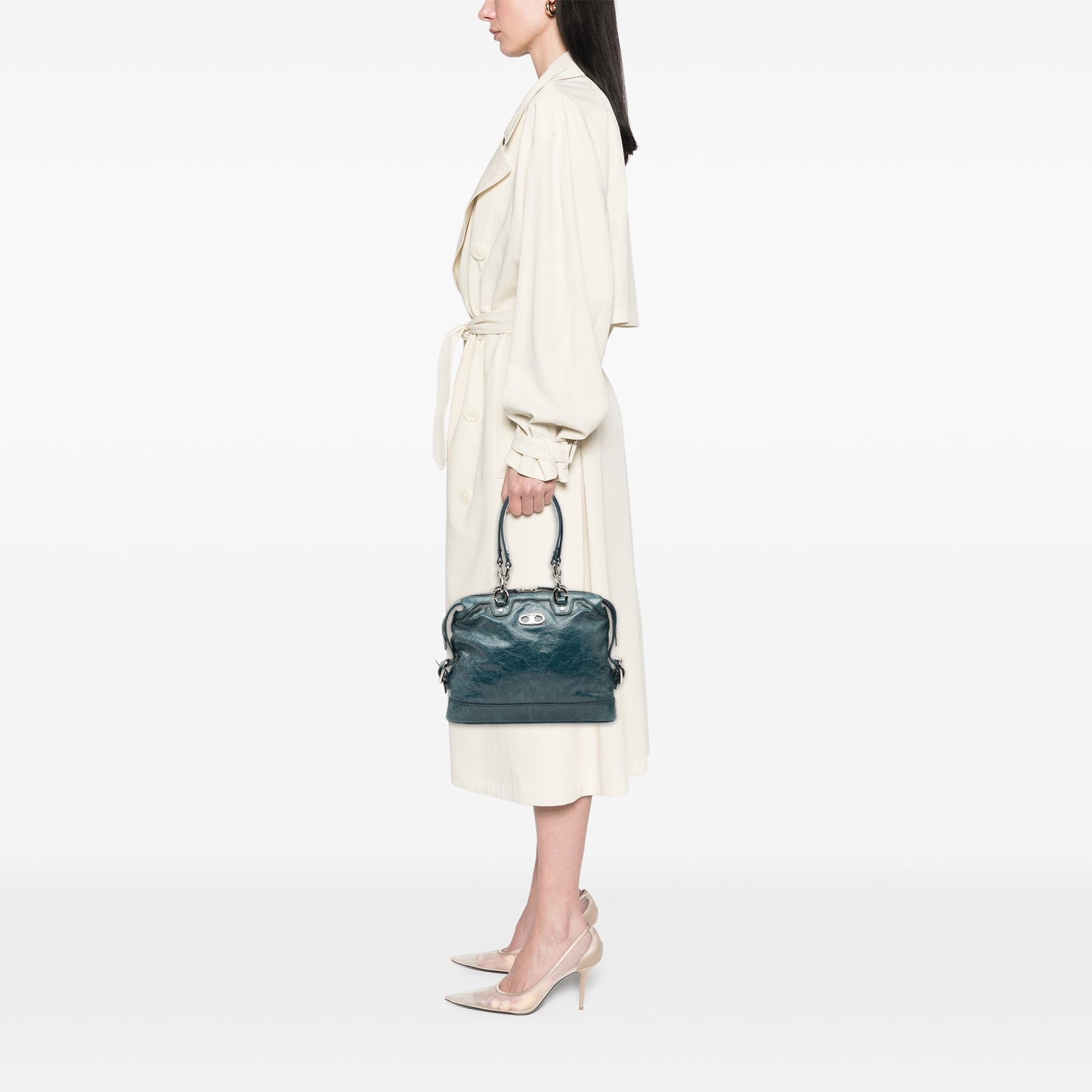 Celine Crinkled Patent Macadam Shoulder Bag