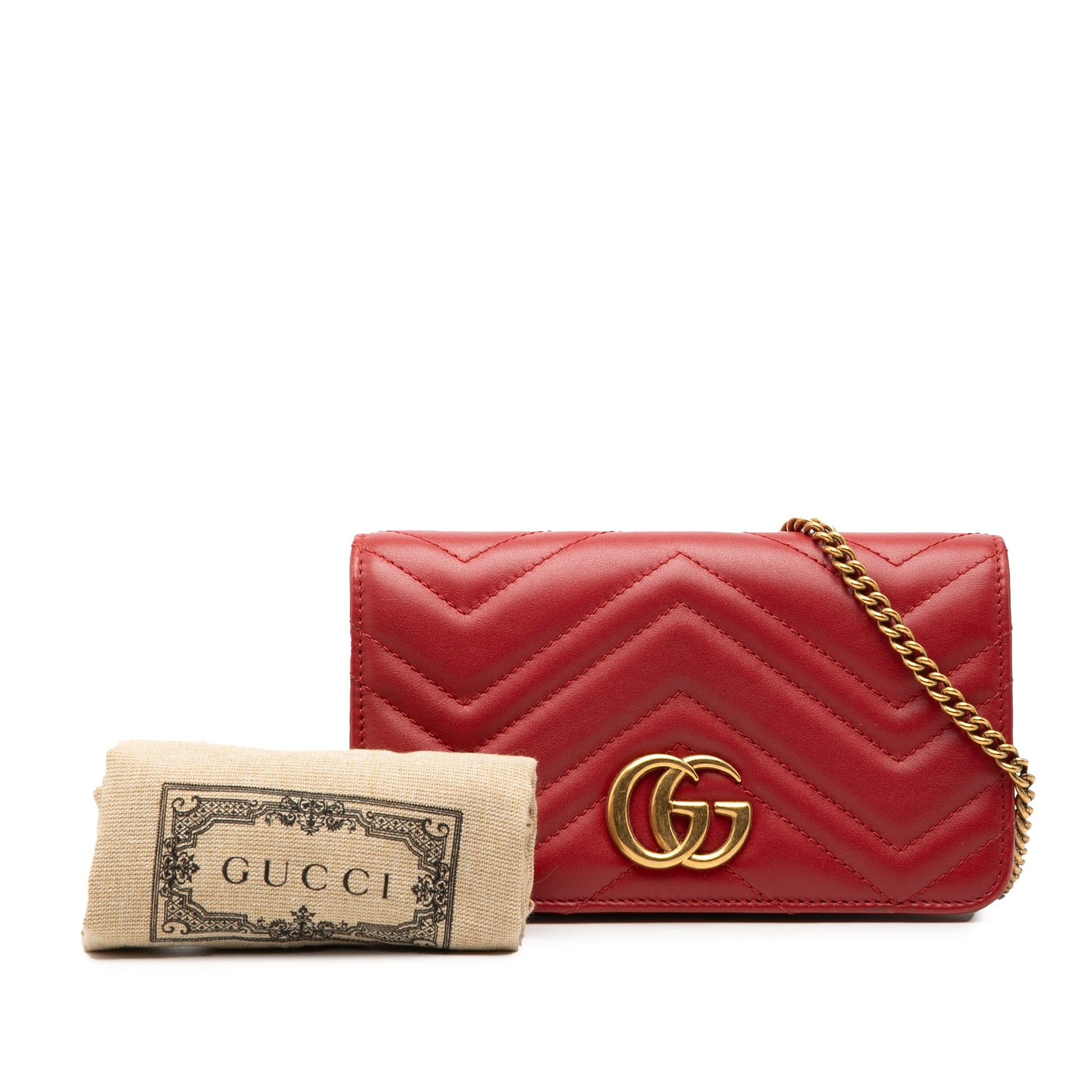 Gucci Mini GG Marmont Matelasse Calfskin Wallet On Chain