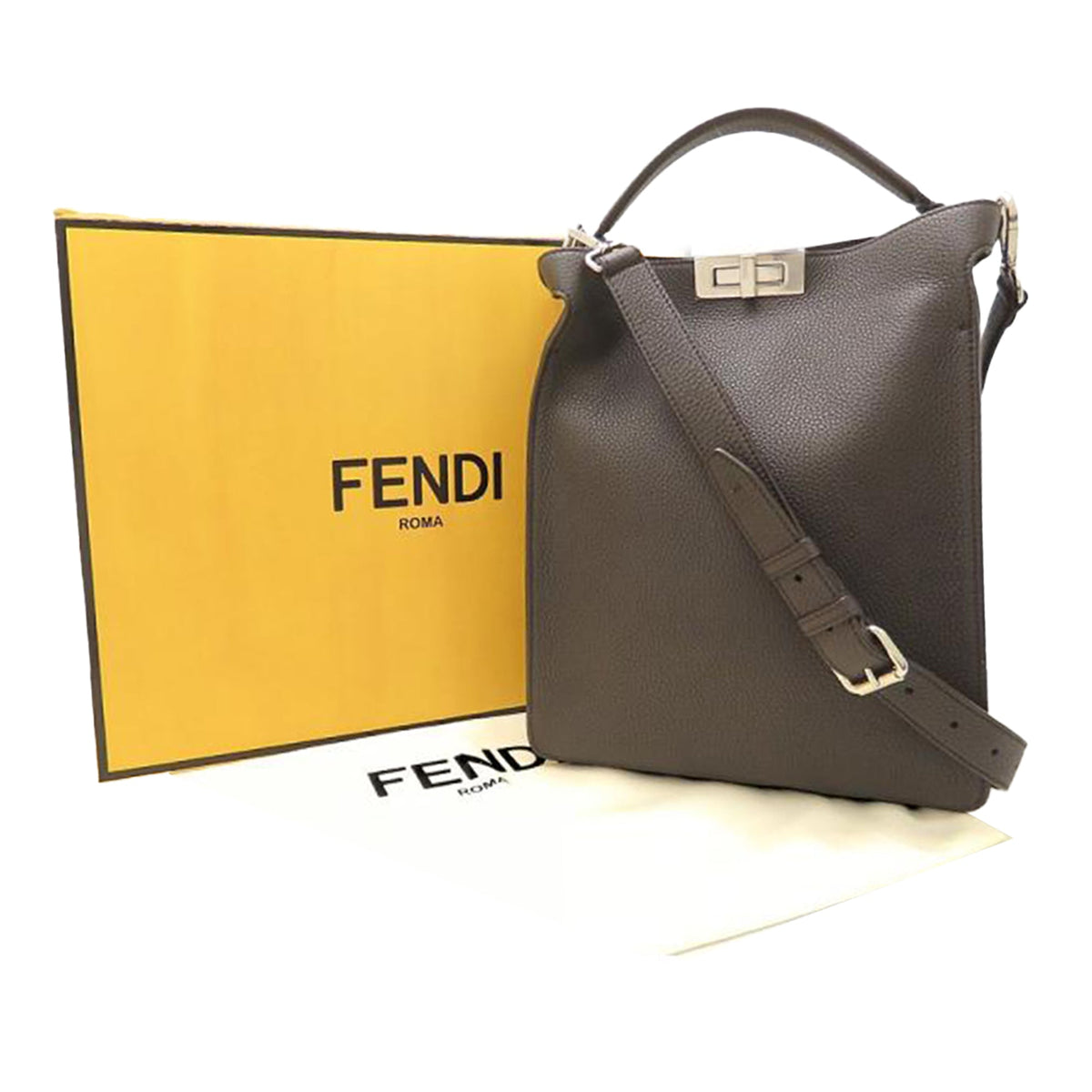 Fendi Small Calfskin Peekaboo X Lite — Brown
