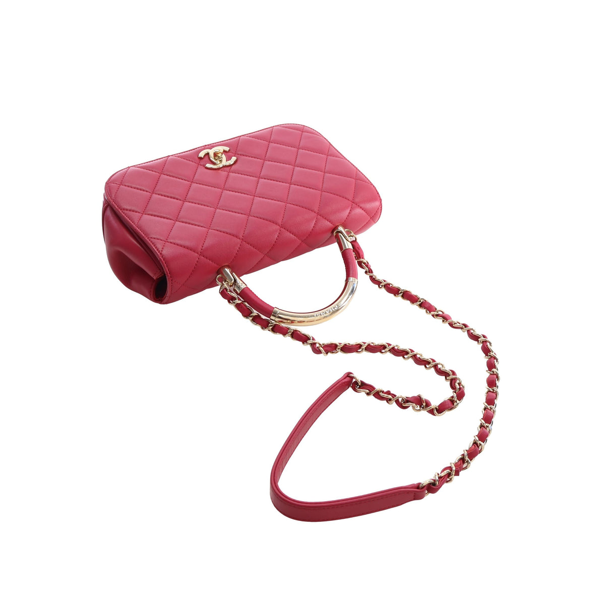 Chanel Small Quilted Lambskin Carry Chic Flap — Red