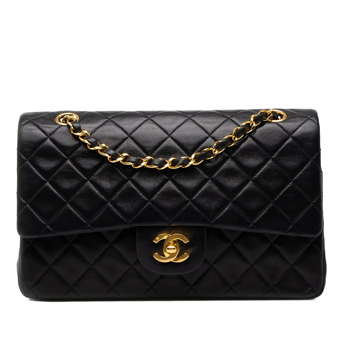 Chanel Medium Classic Lambskin Double Flap — Black