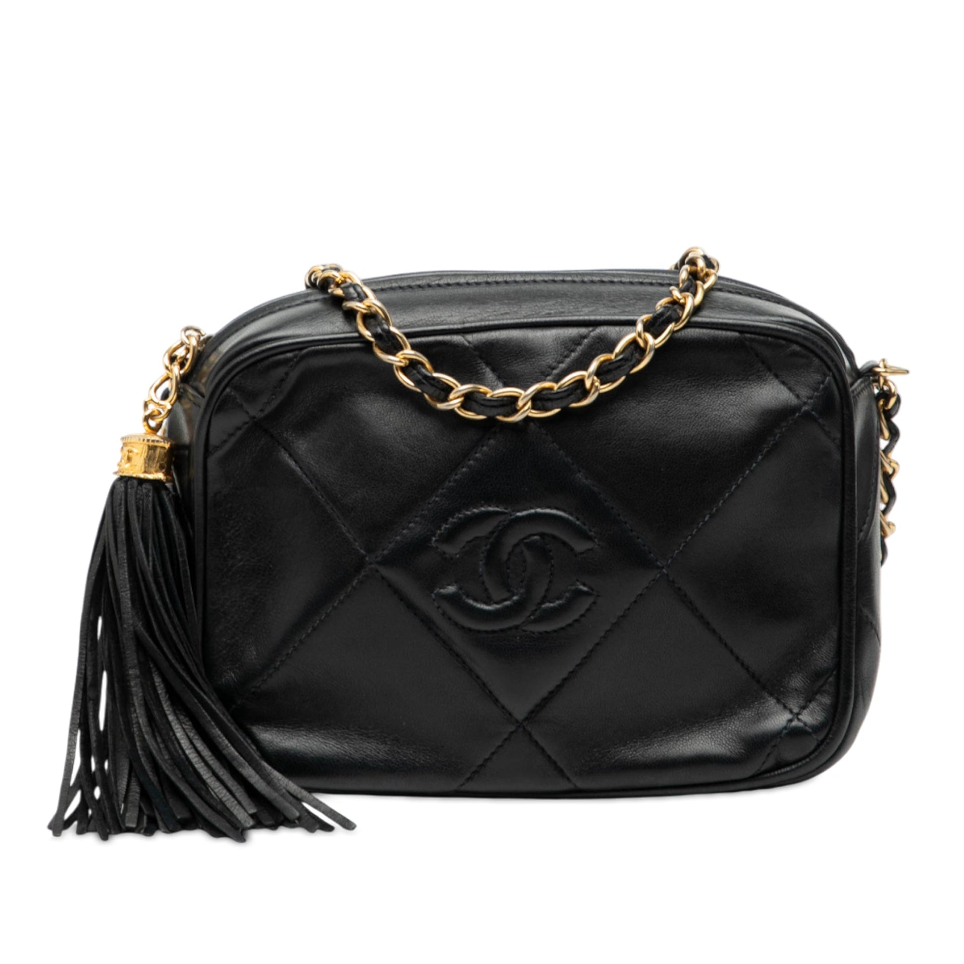 Chanel CC Quilted Lambskin Tassel Camera Bag