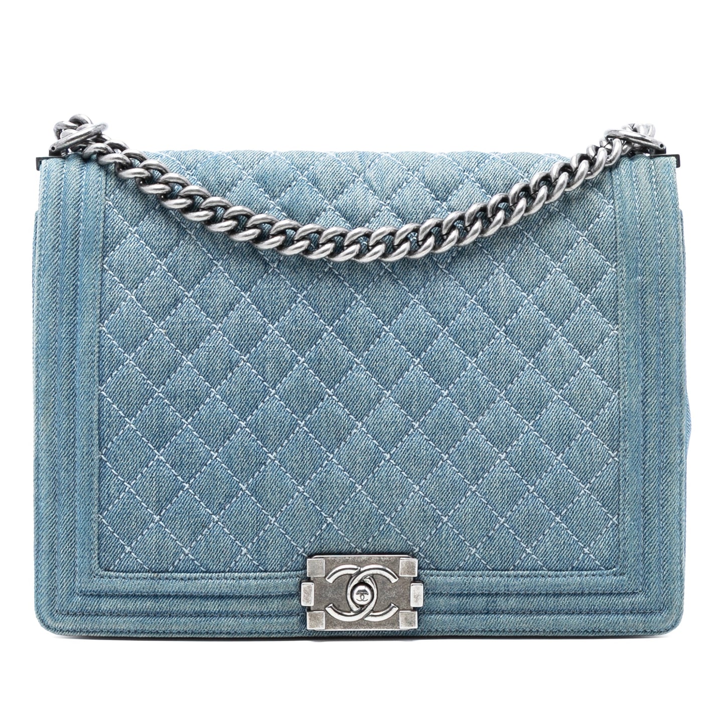 Large Quilted Denim Boy Flap