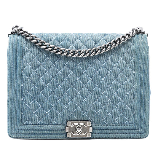Large Quilted Denim Boy Flap