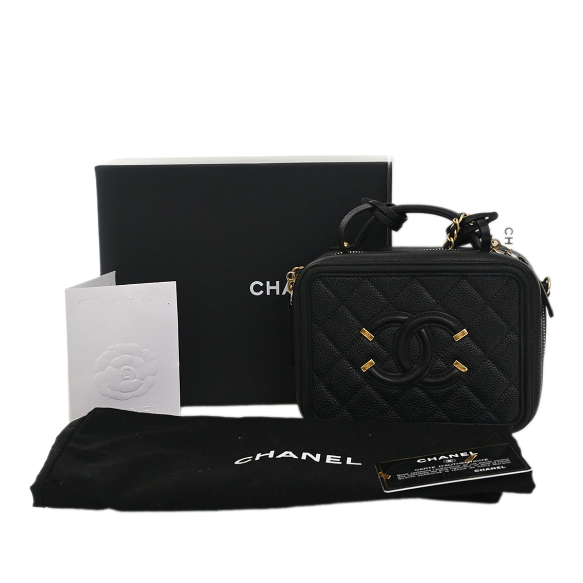 Chanel Small Caviar CC Filigree Vanity Case