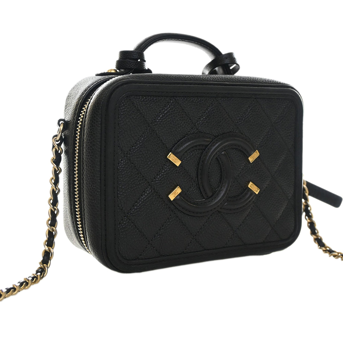 Chanel Small Caviar CC Filigree Vanity Case