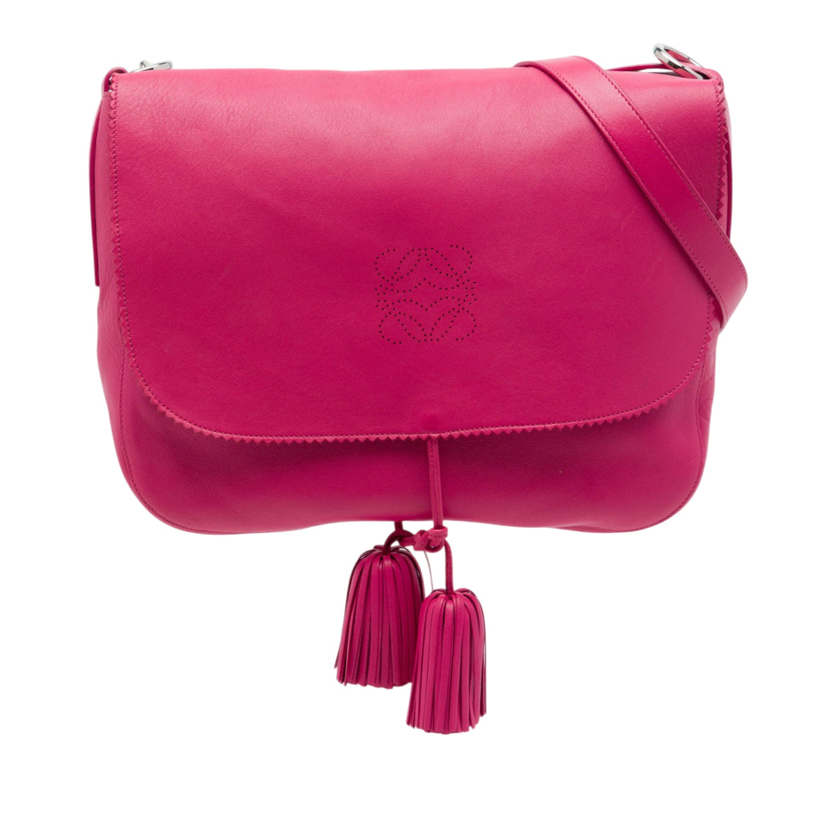 LOEWE Nappa Anagram Tassel Crossbody — Pink