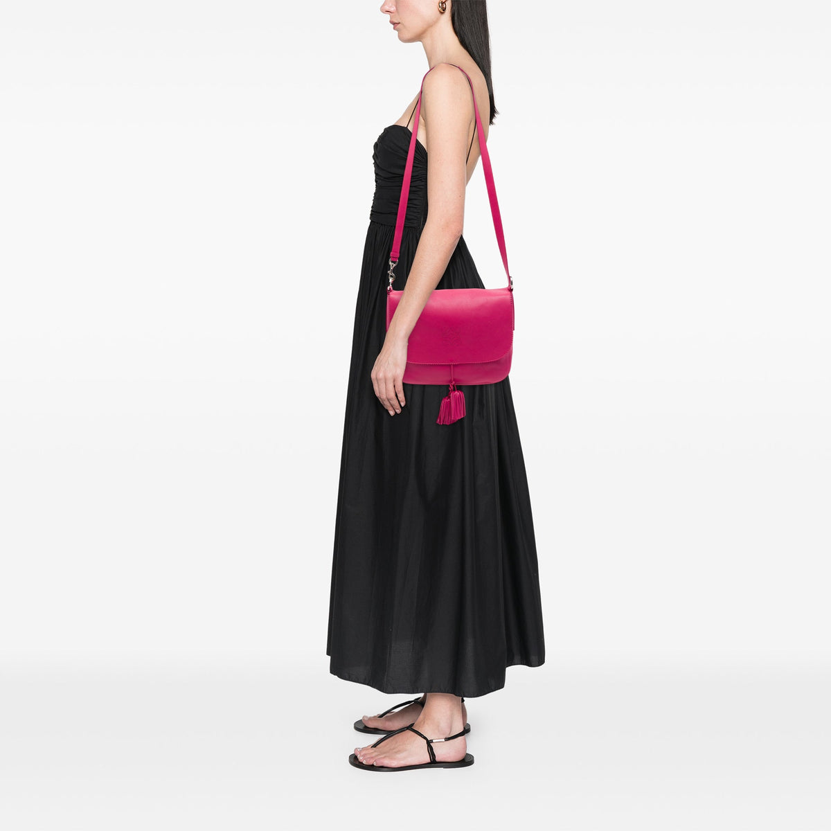 LOEWE Nappa Anagram Tassel Crossbody — Pink