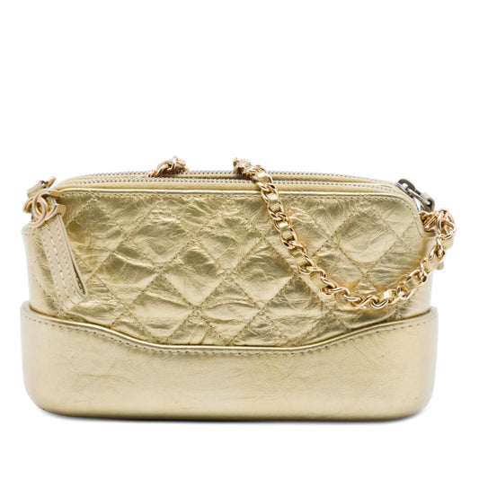 Chanel Quilted Metallic Aged Calfskin Gabrielle Clutch With Chain