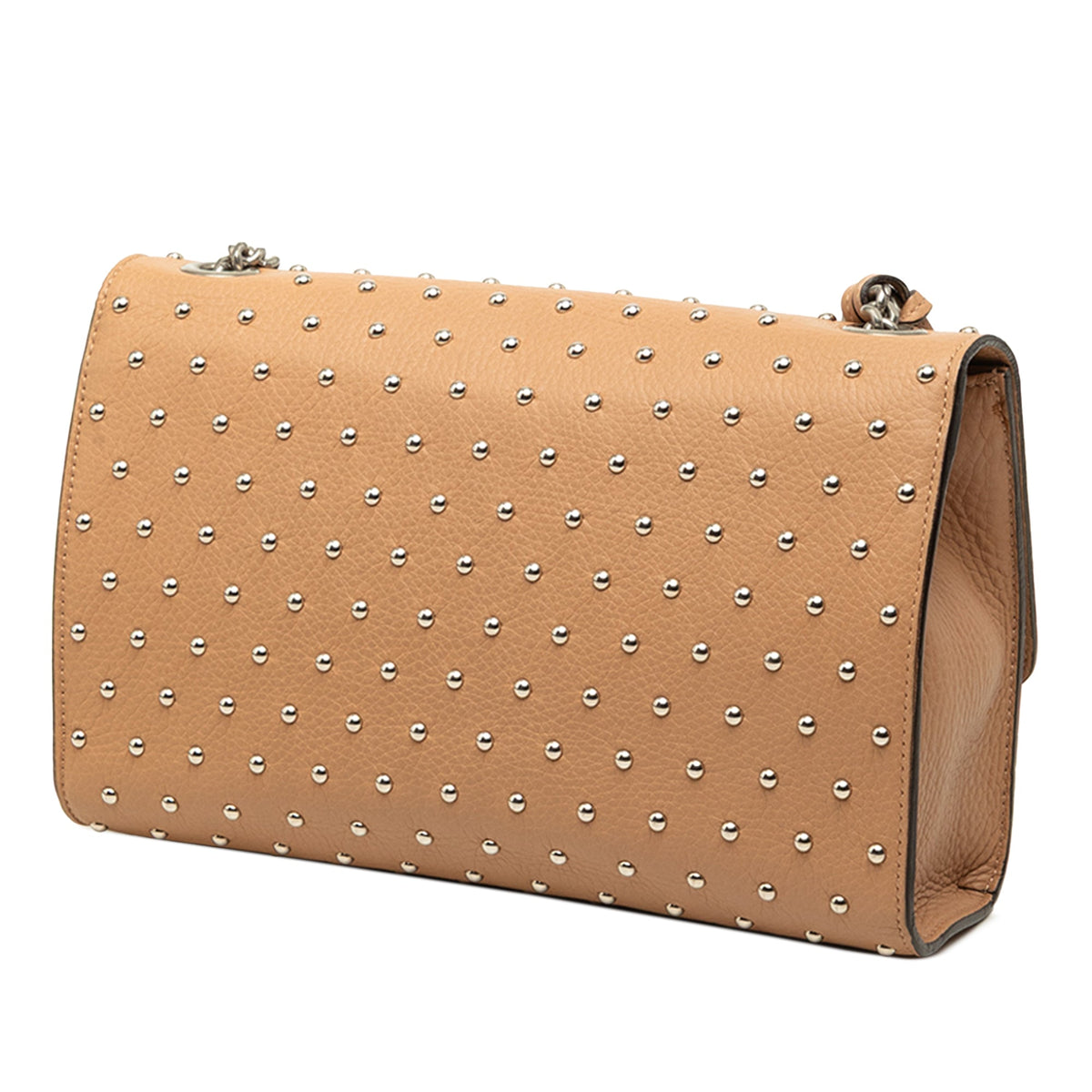 Gucci Medium Leather Studded Miss Bamboo Crossbody — Beige