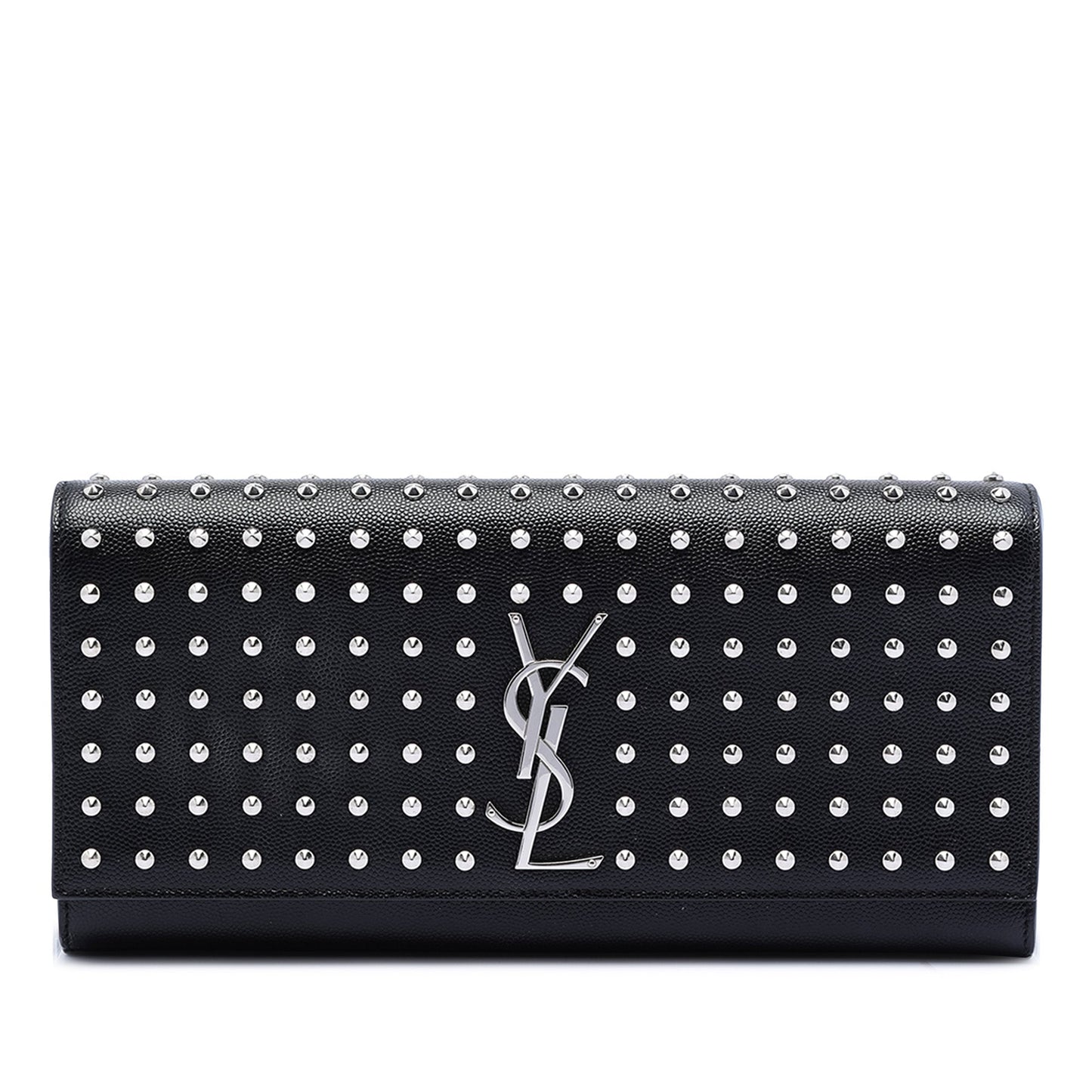 Saint Laurent Grain De Poudre Classic Monogram Studded Clutch