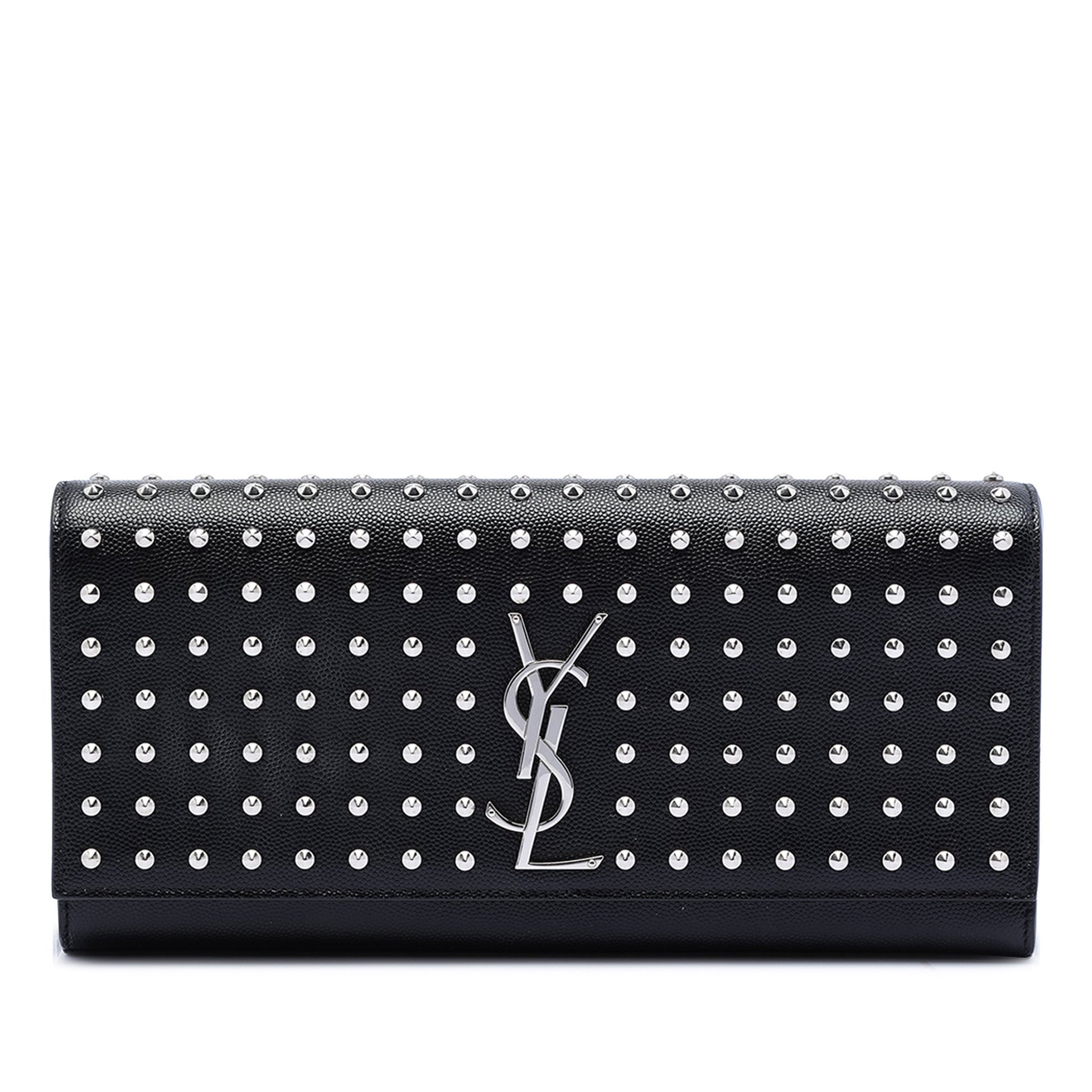 Saint Laurent Grain De Poudre Classic Monogram Studded Clutch