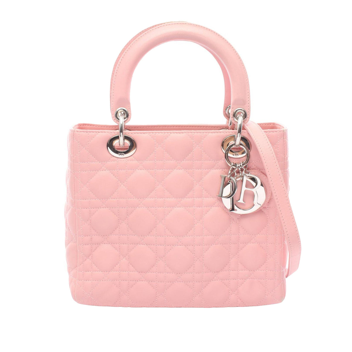 Dior Medium Lambskin Cannage Lady Dior — Pink