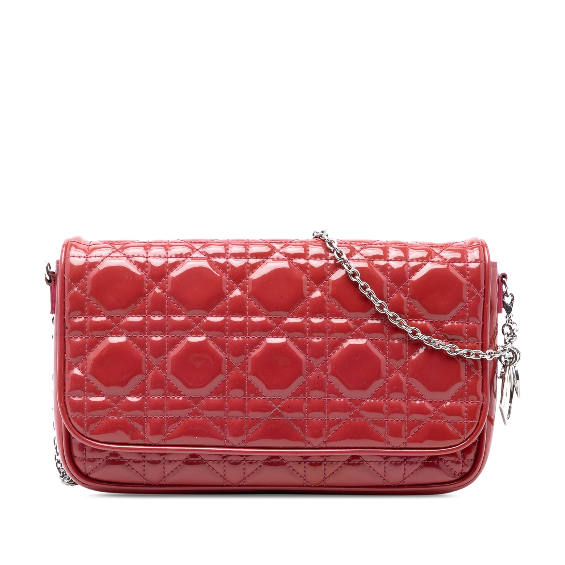 Dior Patent Cannage Lady Dior Wallet On Chain