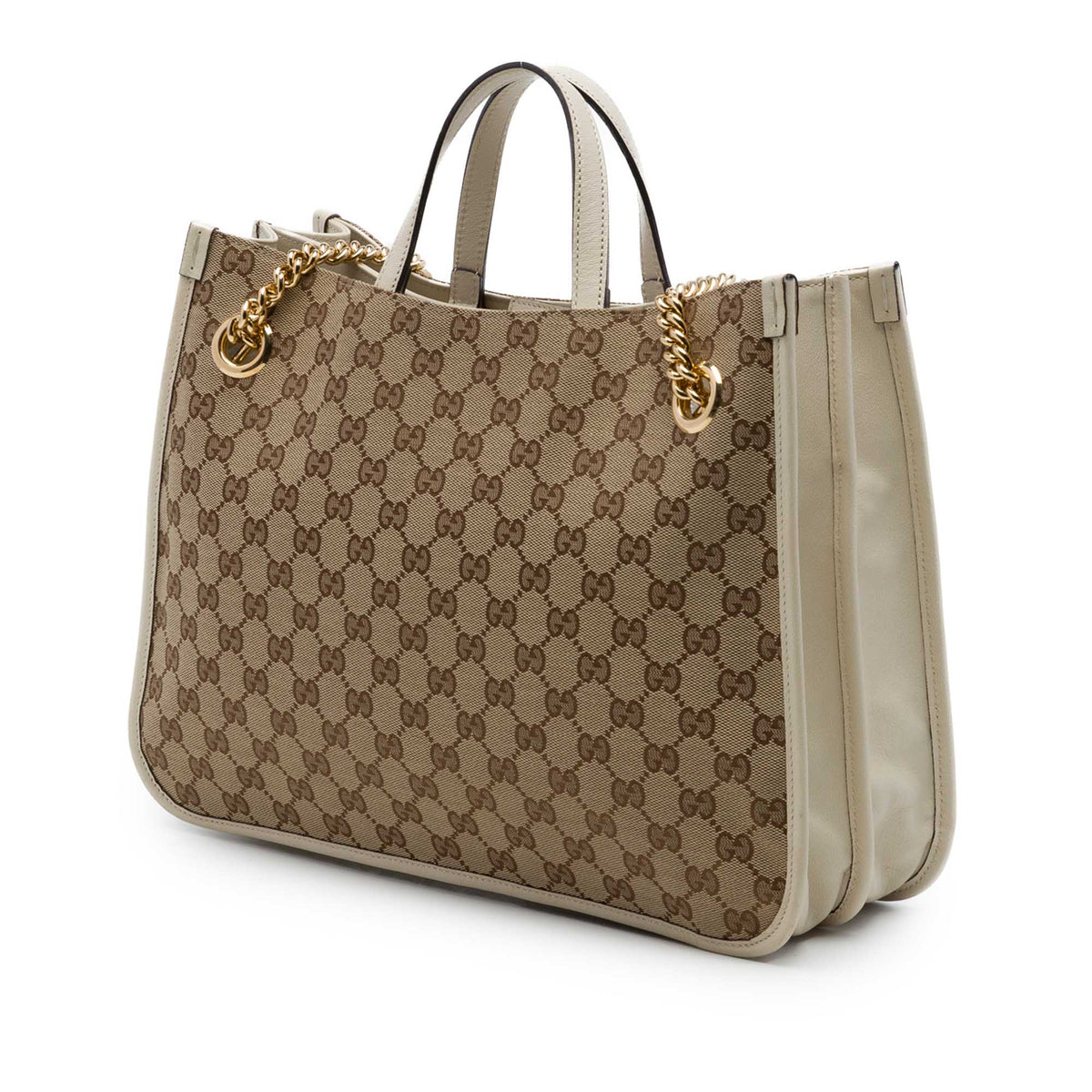 Gucci Medium GG Canvas Horsebit 1955 Chain Tote — Beige