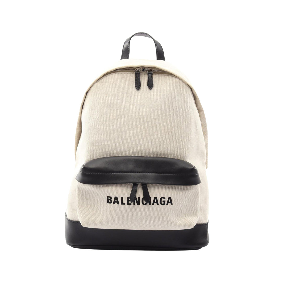 Balenciaga Navy Canvas Backpack — White