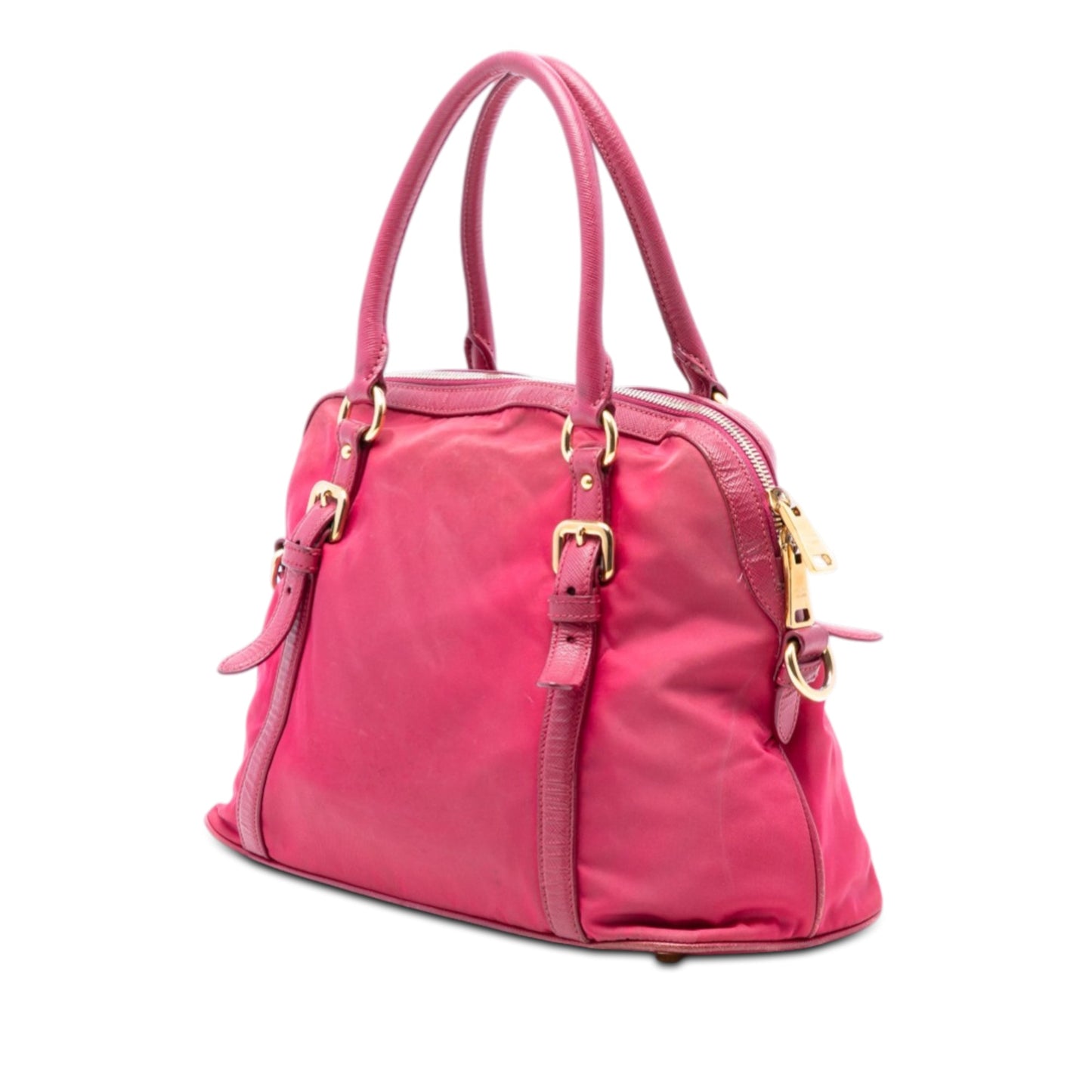 Prada Saffiano Trimmed Tessuto Dome Satchel