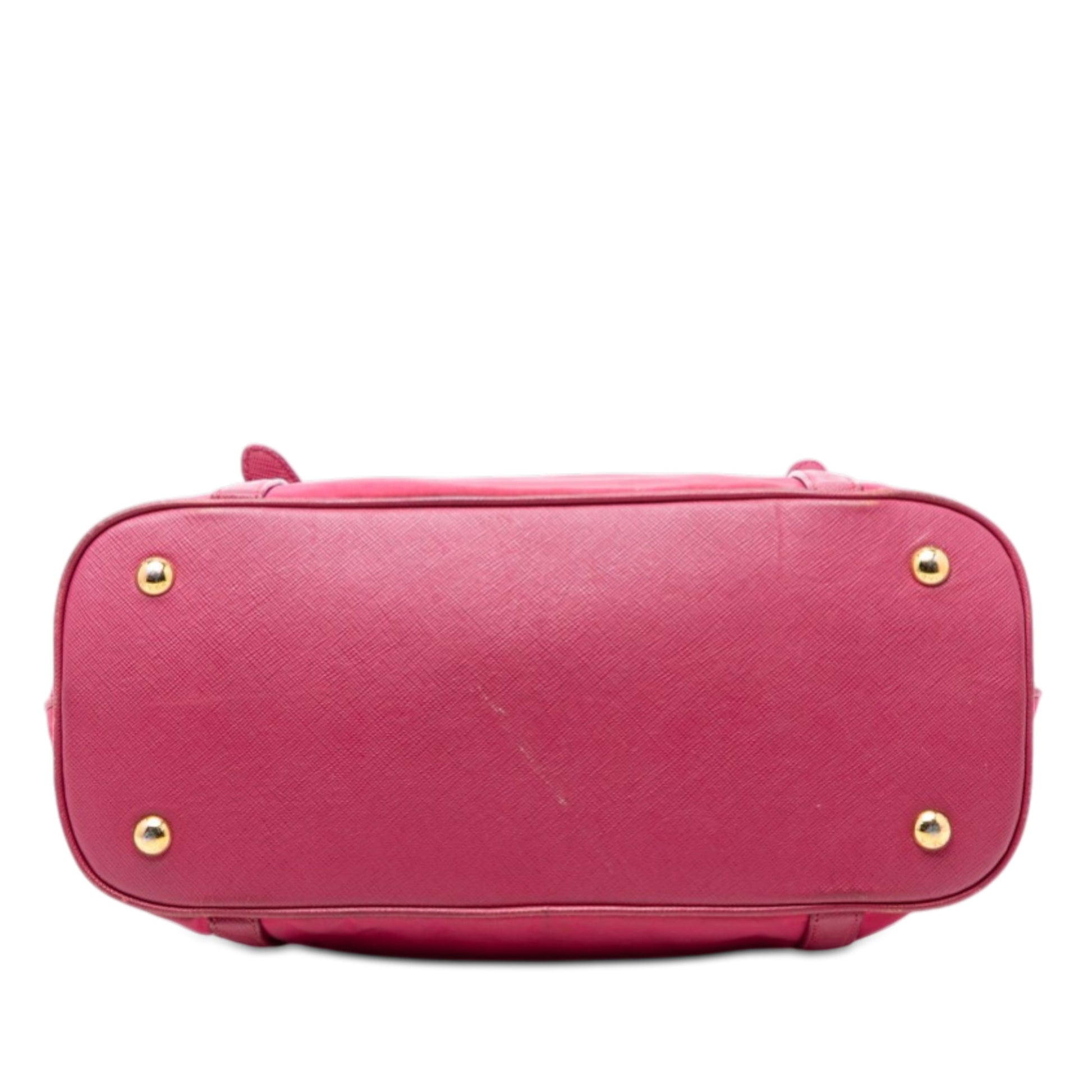 Prada Saffiano Trimmed Tessuto Dome Satchel