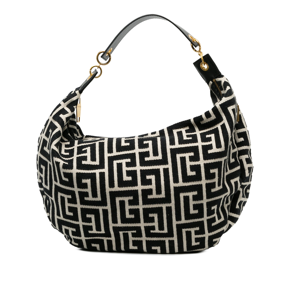 Balmain Canvas Monogram 1945 Hobo — Black