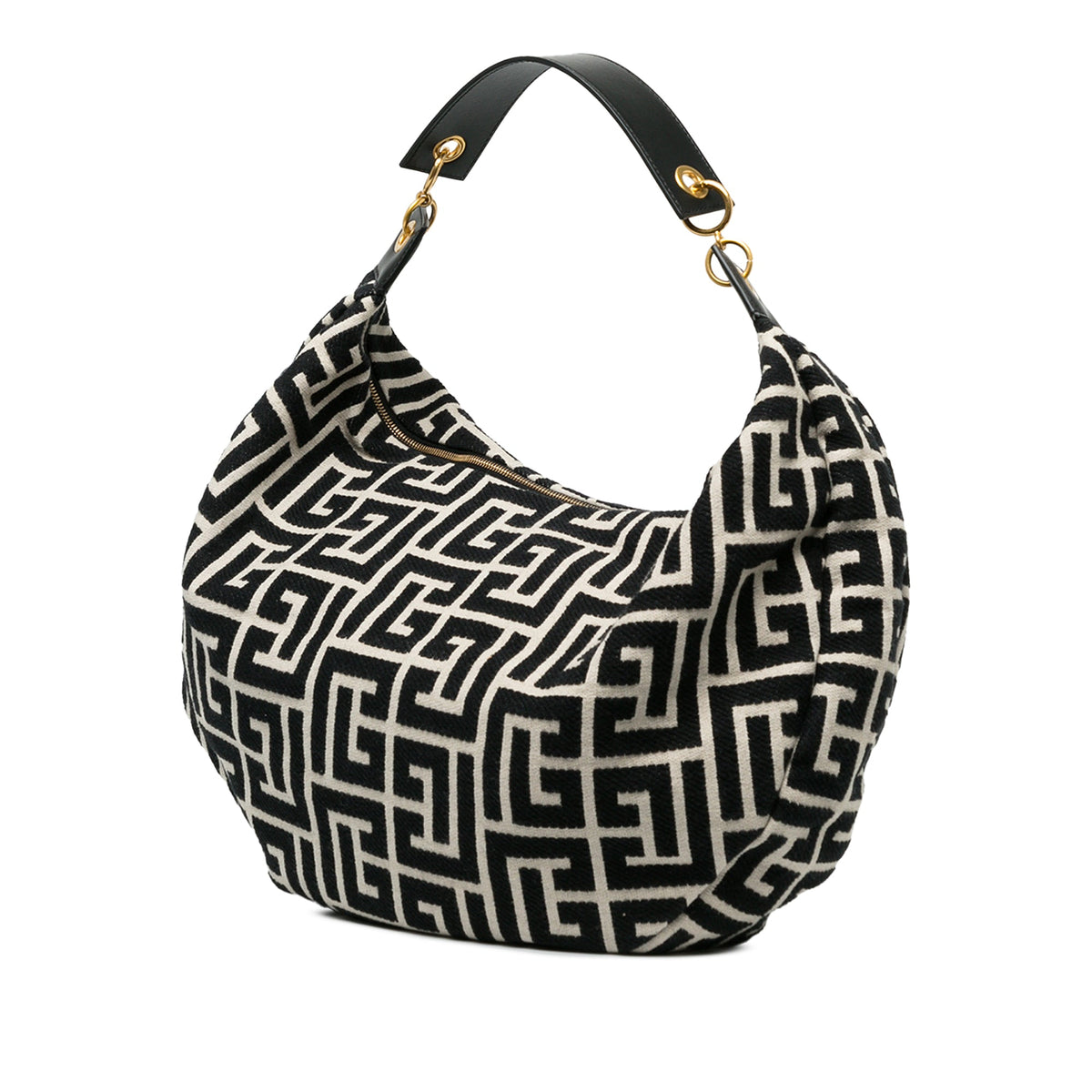 Balmain Canvas Monogram 1945 Hobo — Black