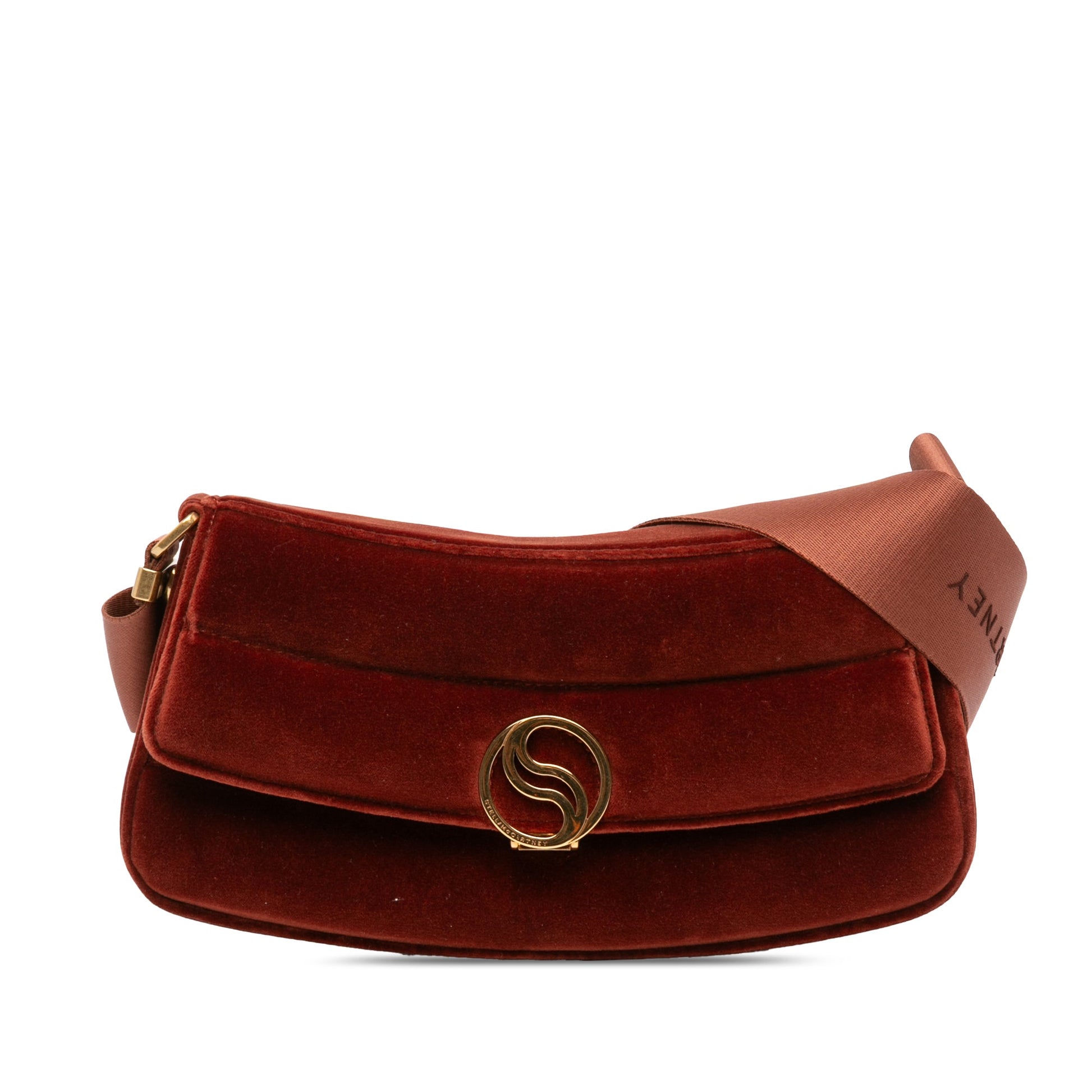 Stella McCartney Faux Velvet S Wave Padded Shoulder Bag