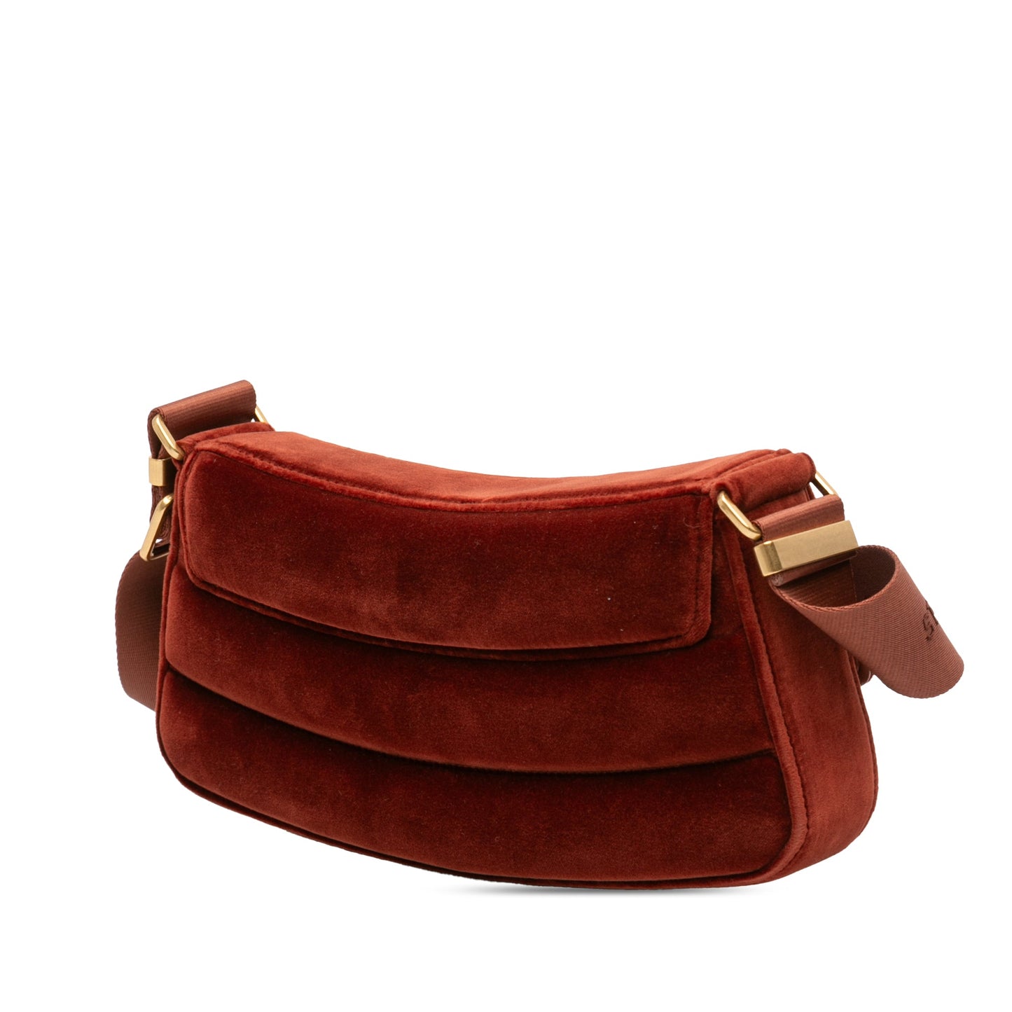Stella McCartney Faux Velvet S Wave Padded Shoulder Bag