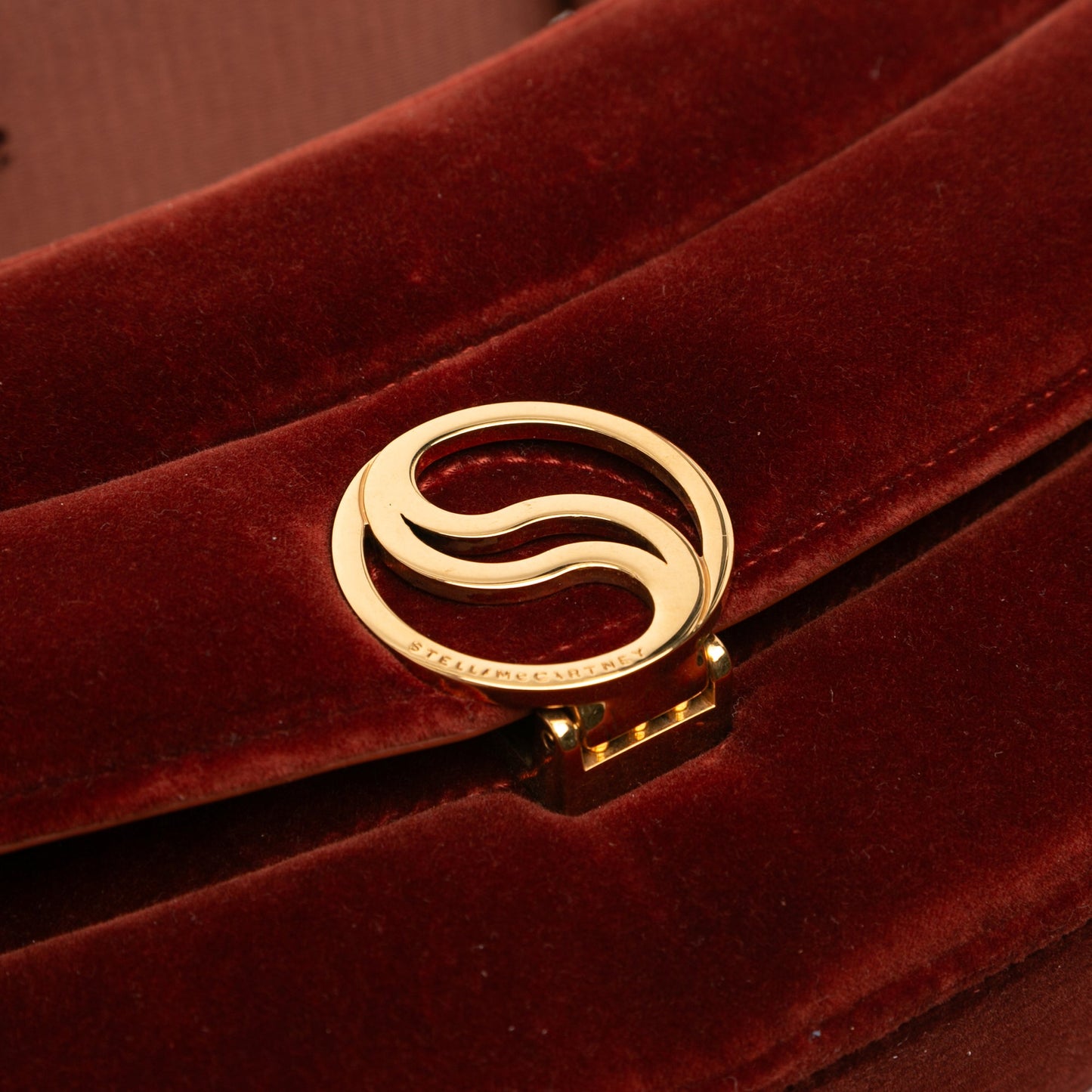 Stella McCartney Faux Velvet S Wave Padded Shoulder Bag