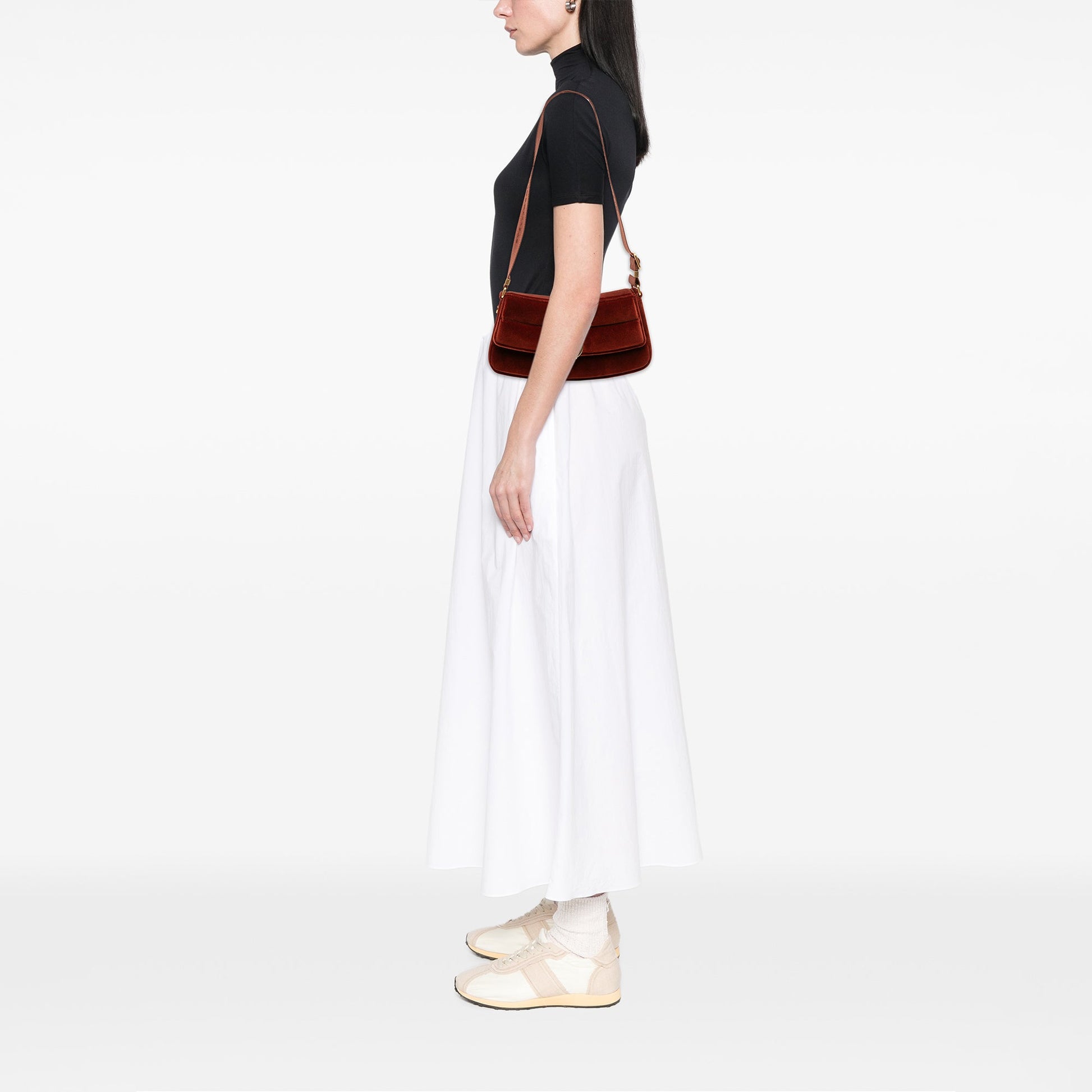 Stella McCartney Faux Velvet S Wave Padded Shoulder Bag