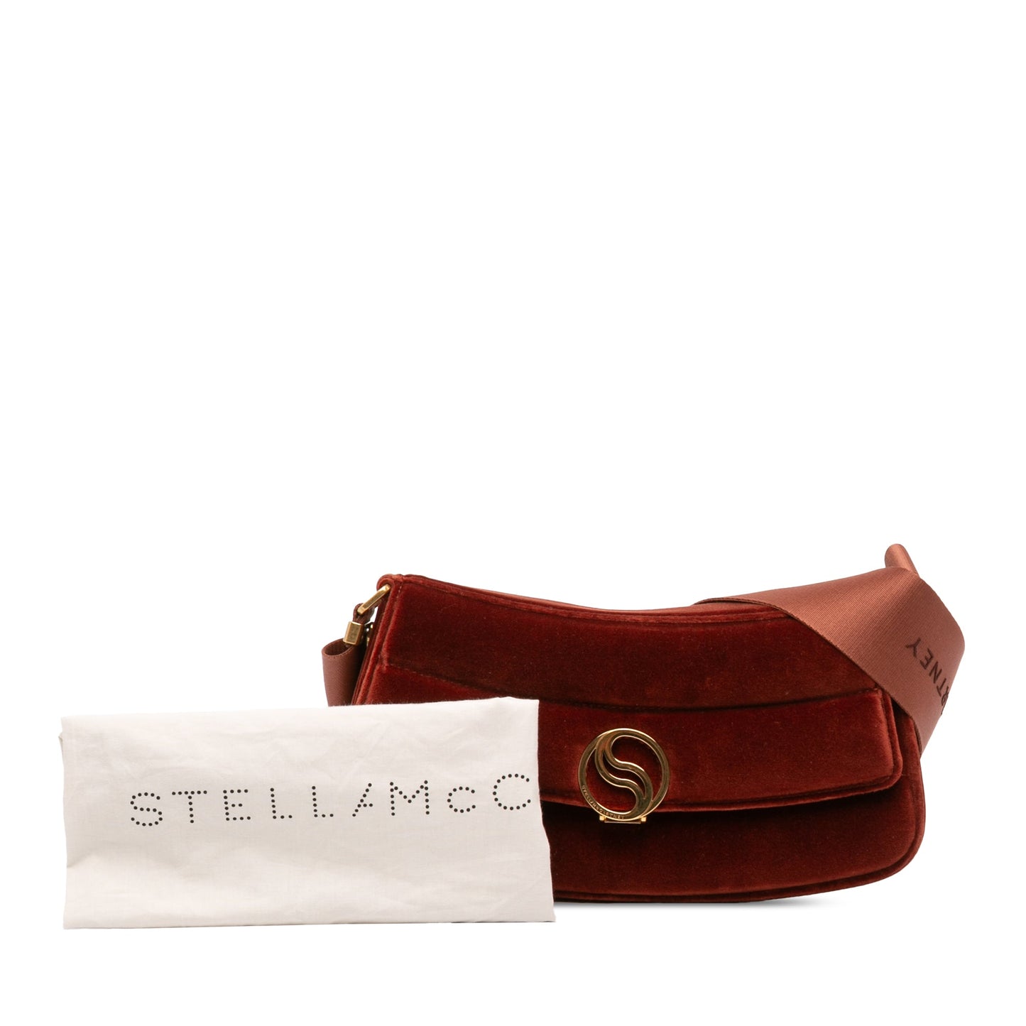 Stella McCartney Faux Velvet S Wave Padded Shoulder Bag