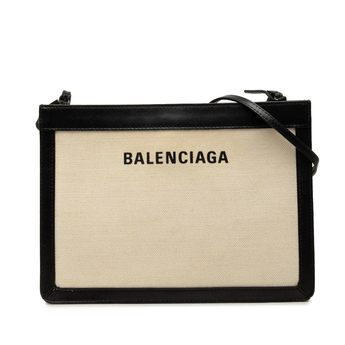 Balenciaga Canvas Navy Pochette Crossbody — Brown