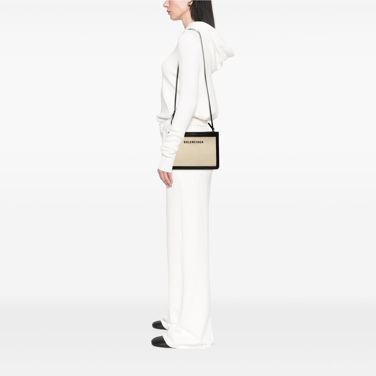 Balenciaga Canvas Navy Pochette Crossbody — Brown