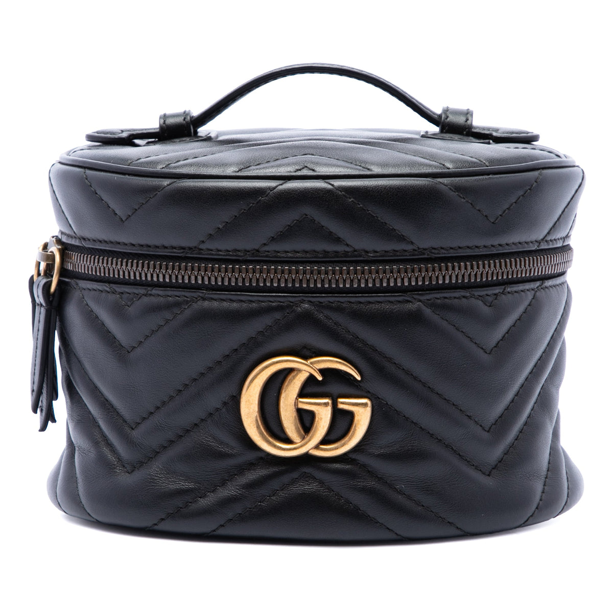 Gucci Mini GG Marmont Matelasse Calfskin Round Backpack — Black