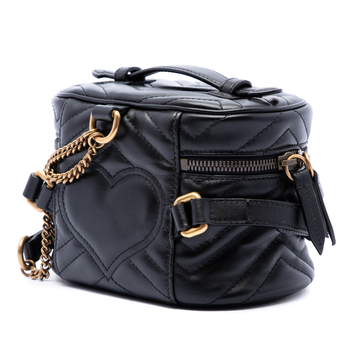 Gucci Mini GG Marmont Matelasse Calfskin Round Backpack — Black
