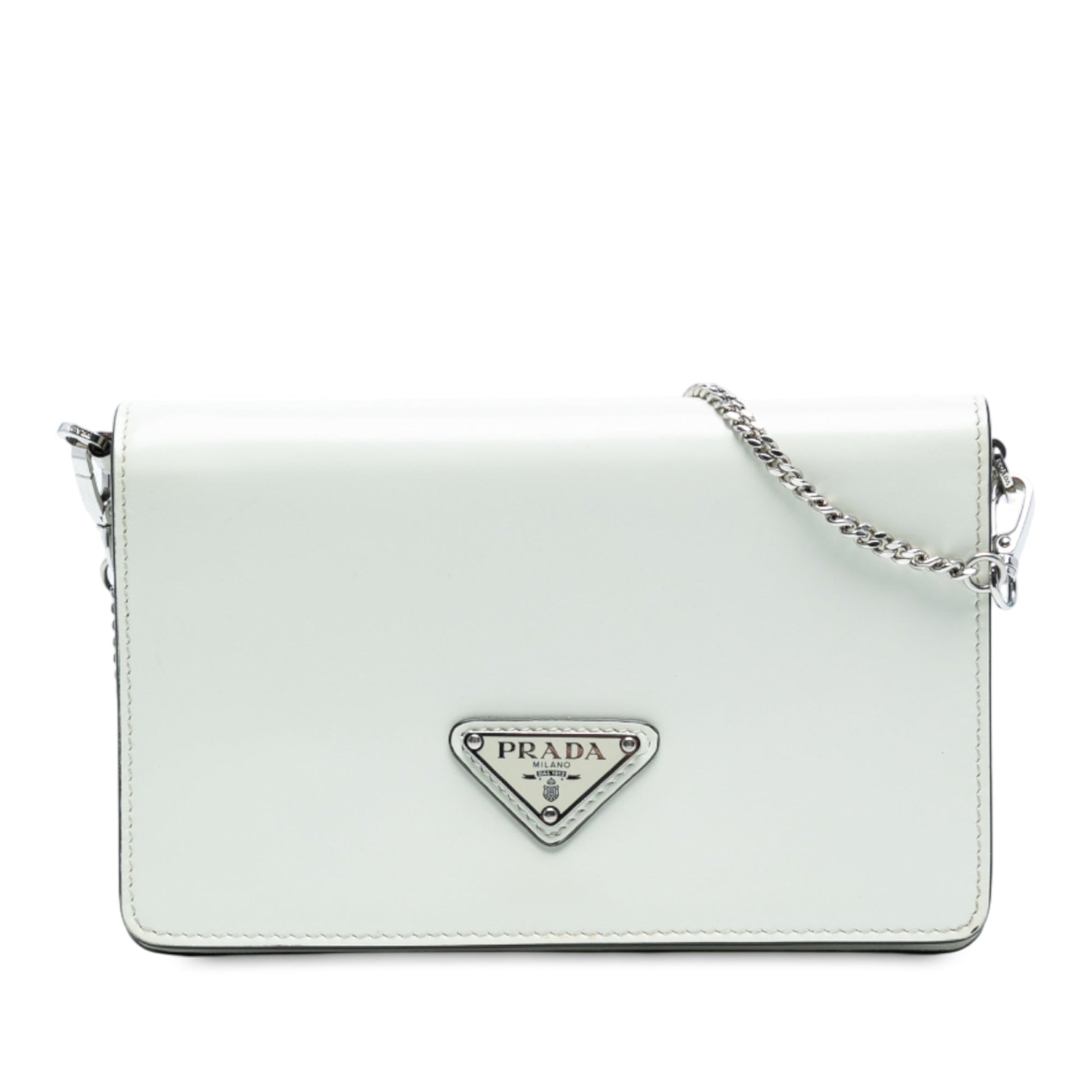 Prada Mini Brushed Leather Chain Crossbody