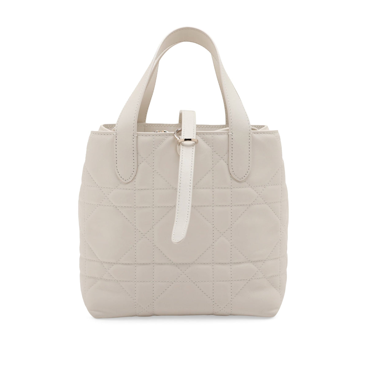 Dior Small Calfskin Macrocannage Toujours Vertical — White