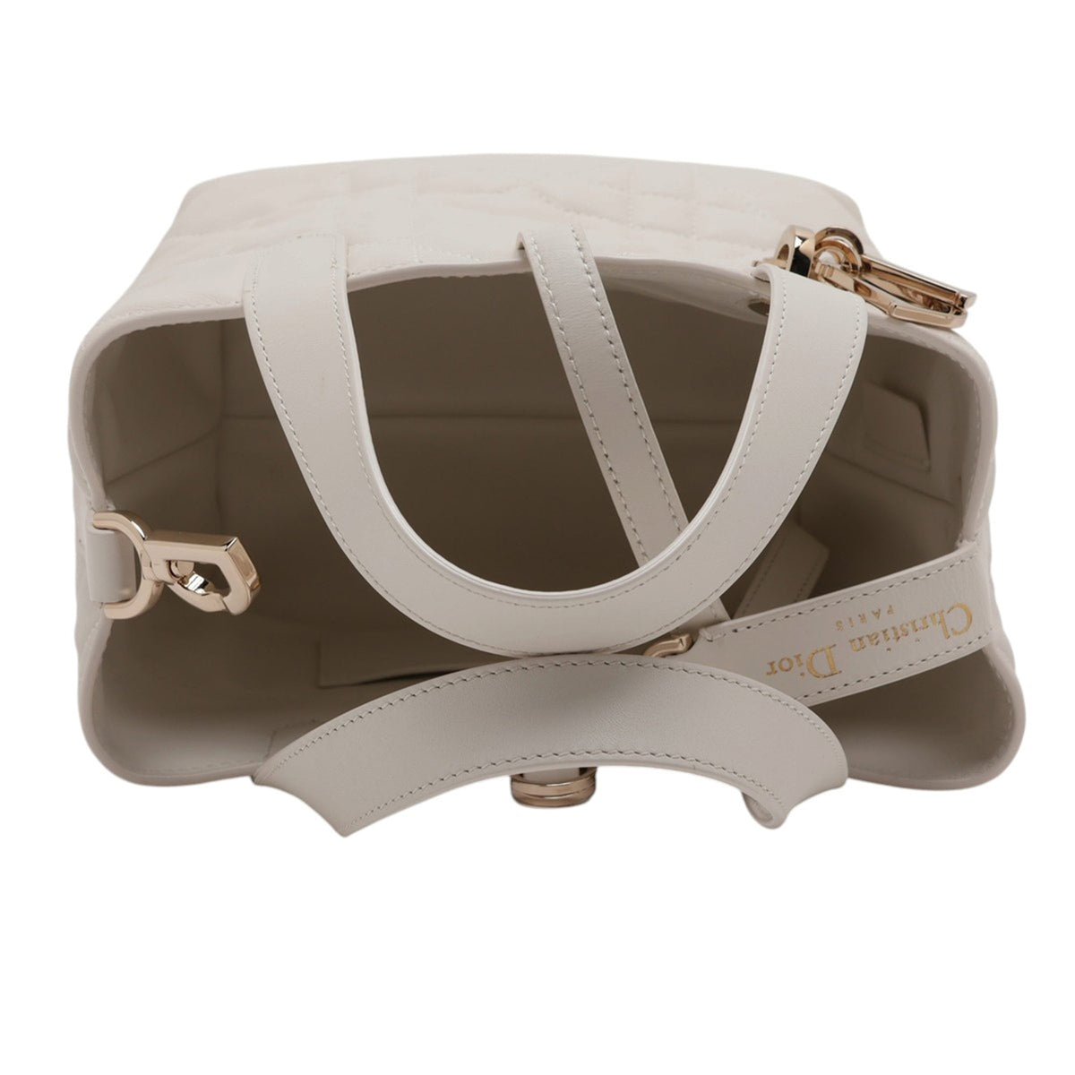 Dior Small Calfskin Macrocannage Toujours Vertical — White