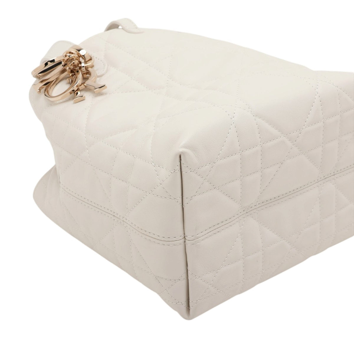 Dior Small Calfskin Macrocannage Toujours Vertical — White