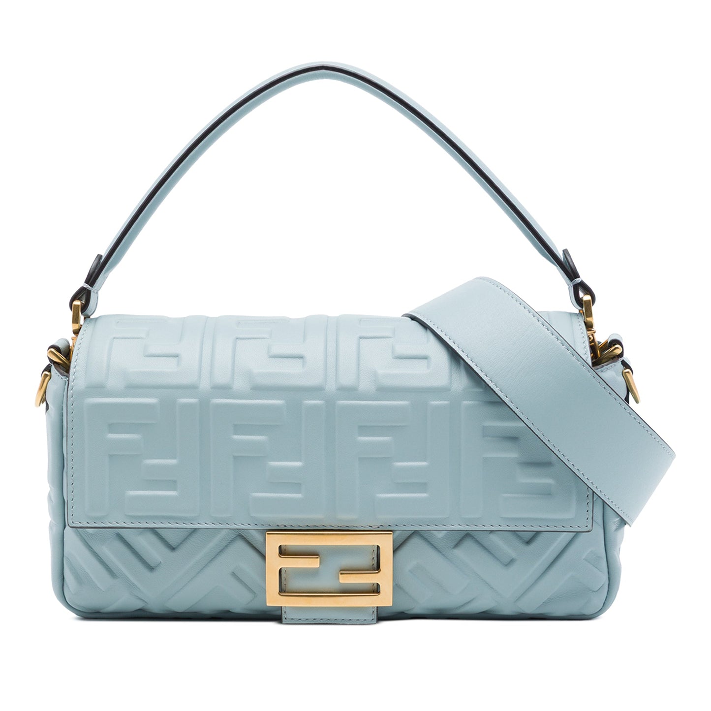 Fendi Zucca Embossed Leather Baguette Satchel