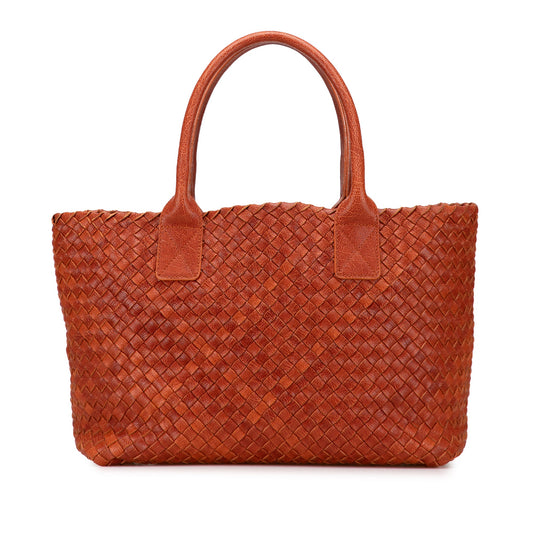 Bottega Veneta Small Lambskin Intreccio Cabat Tote