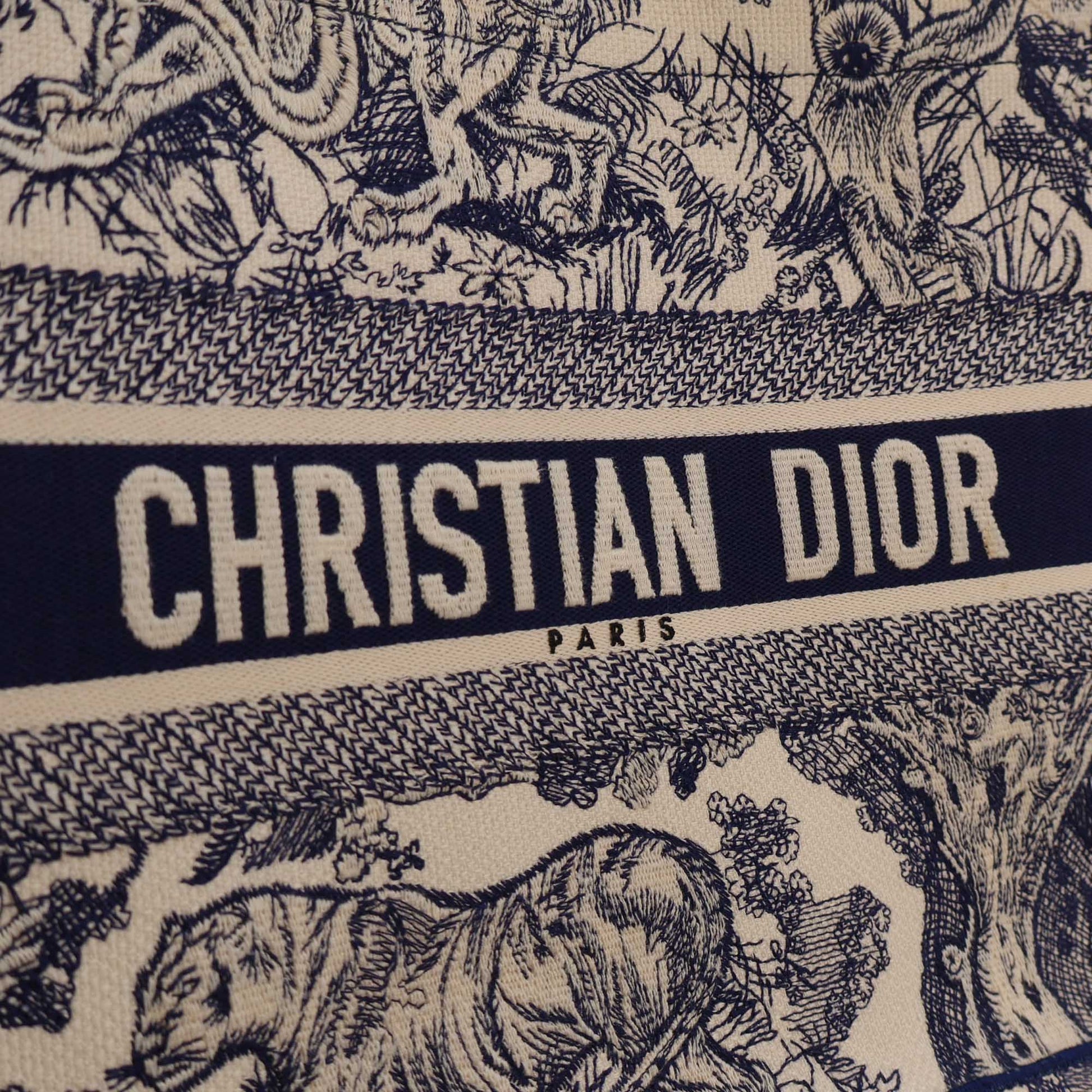 Dior Medium Canvas Embroidered Reverse Dioriviera Toile De Jouy Book Tote