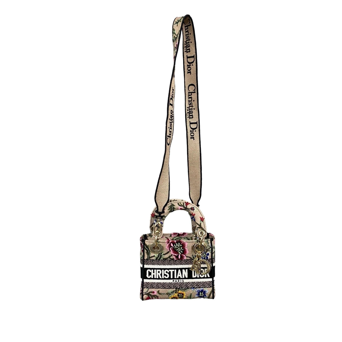 Dior Mini Embroidered Canvas Petites Fleurs Toile De Jouy Lady D Lite