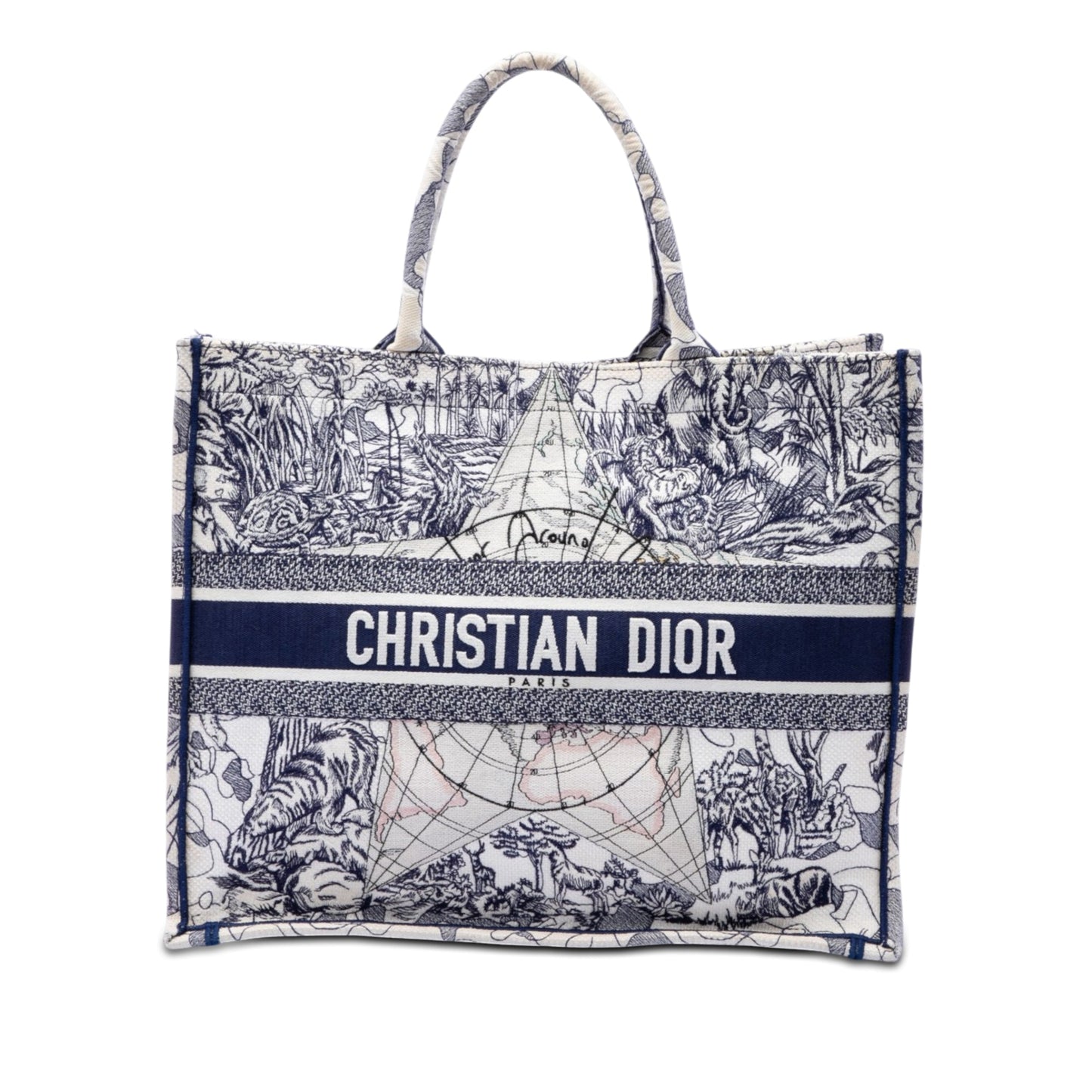 Dior Large Canvas Embroidered Around The World Book Tote