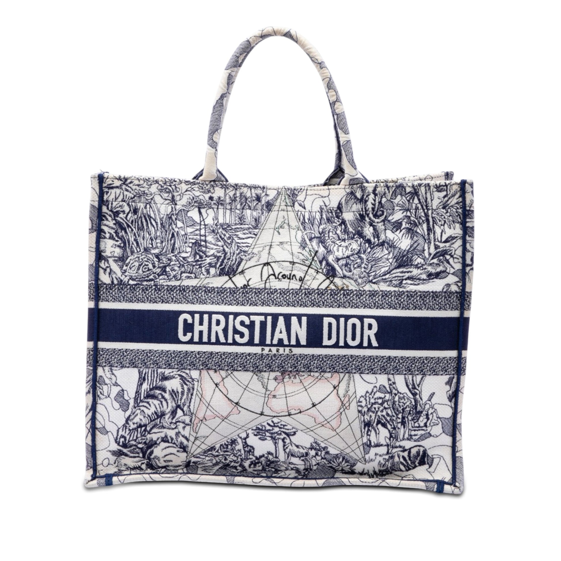 Dior Large Canvas Embroidered Around The World Book Tote
