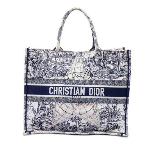 Dior Large Canvas Embroidered Around The World Book Tote