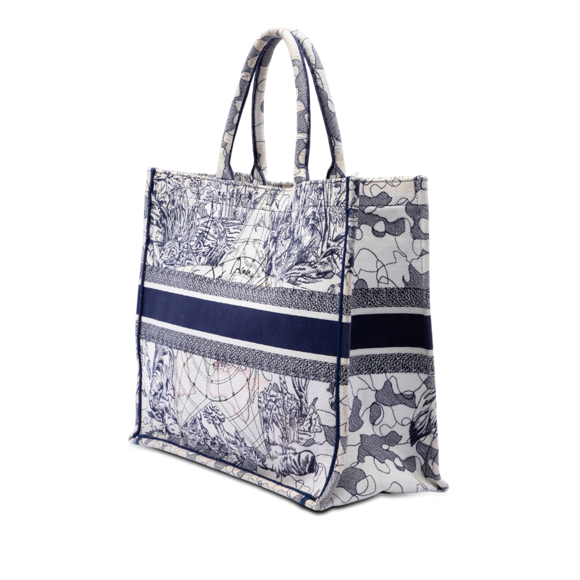 Dior Large Canvas Embroidered Around The World Book Tote