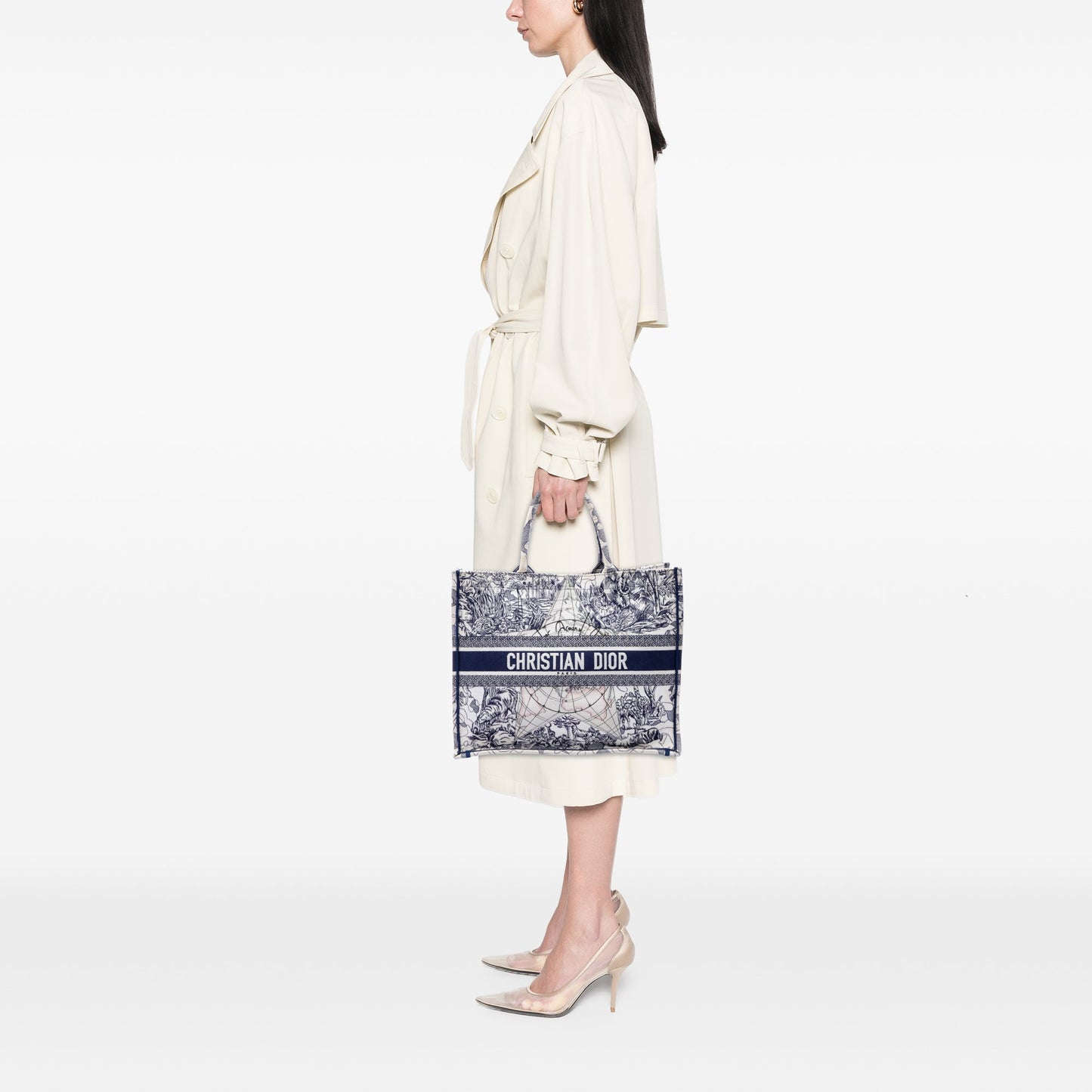 Dior Large Canvas Embroidered Around The World Book Tote